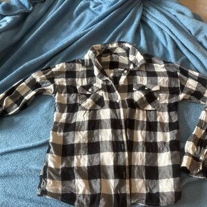 Kids Black and White flannel Shirt